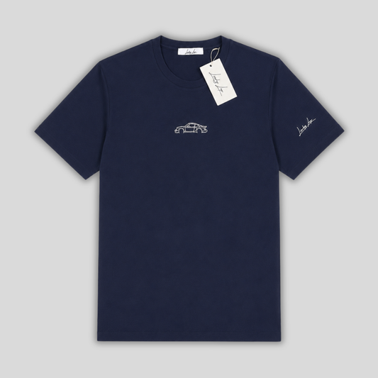 T-shirt LuckyLap 964 in cotone biologico con ricamo della sportiva anni '90 sul petto