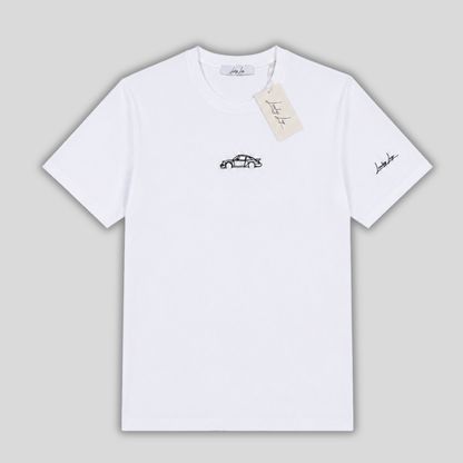 T-shirt LuckyLap 964 in cotone biologico, dettaglio del ricamo