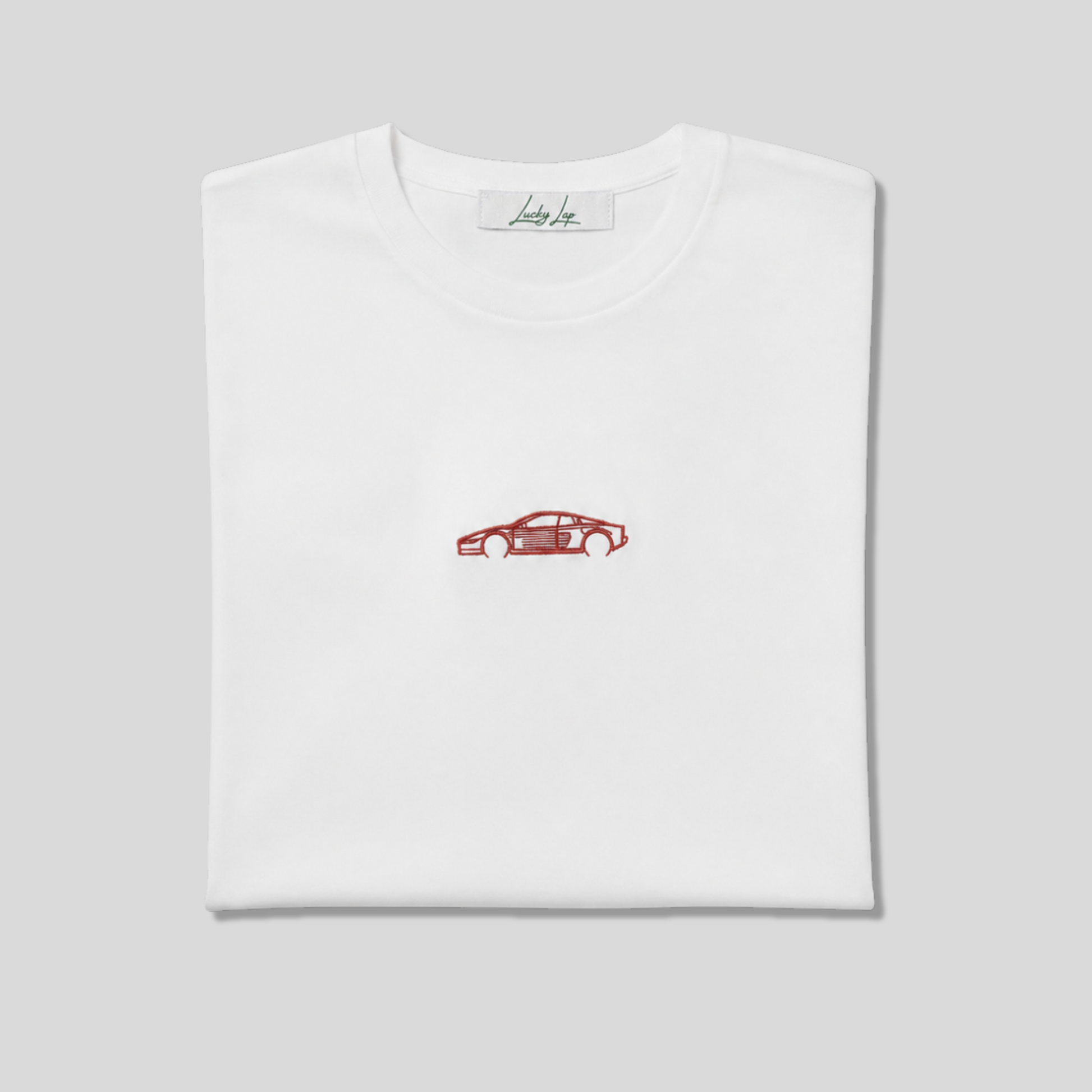 T-shirt LuckyLap 512 TR bianca in cotone biologico, dettaglio sul retro