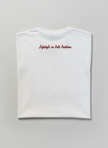 T-shirt LuckyLap 512 TR bianca in cotone biologico, vista del capo