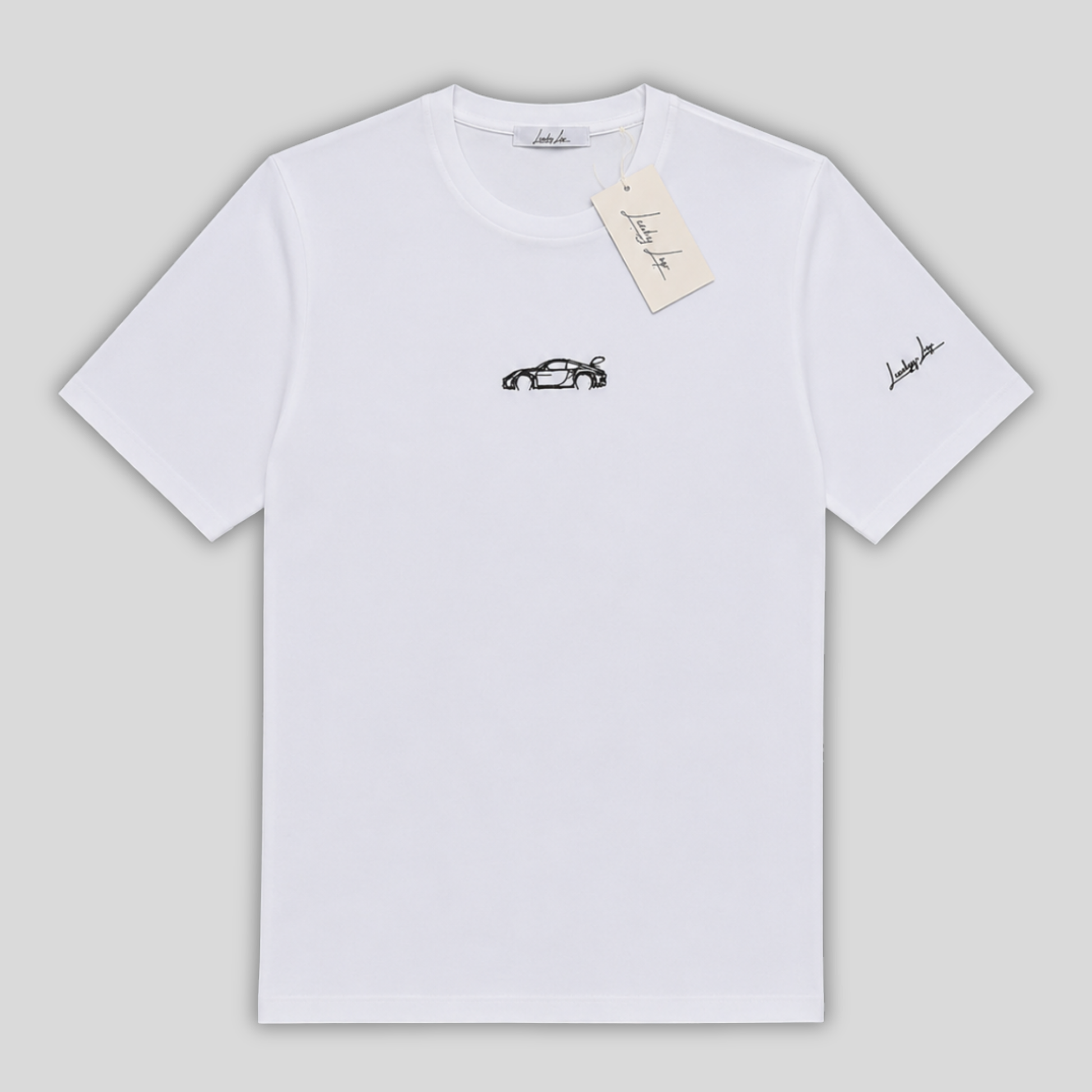 T-shirt LuckyLap GT3 RS in cotone biologico, dettaglio del ricamo