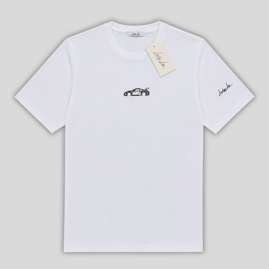 T-shirt LuckyLap GT3 RS in cotone biologico, dettaglio del ricamo